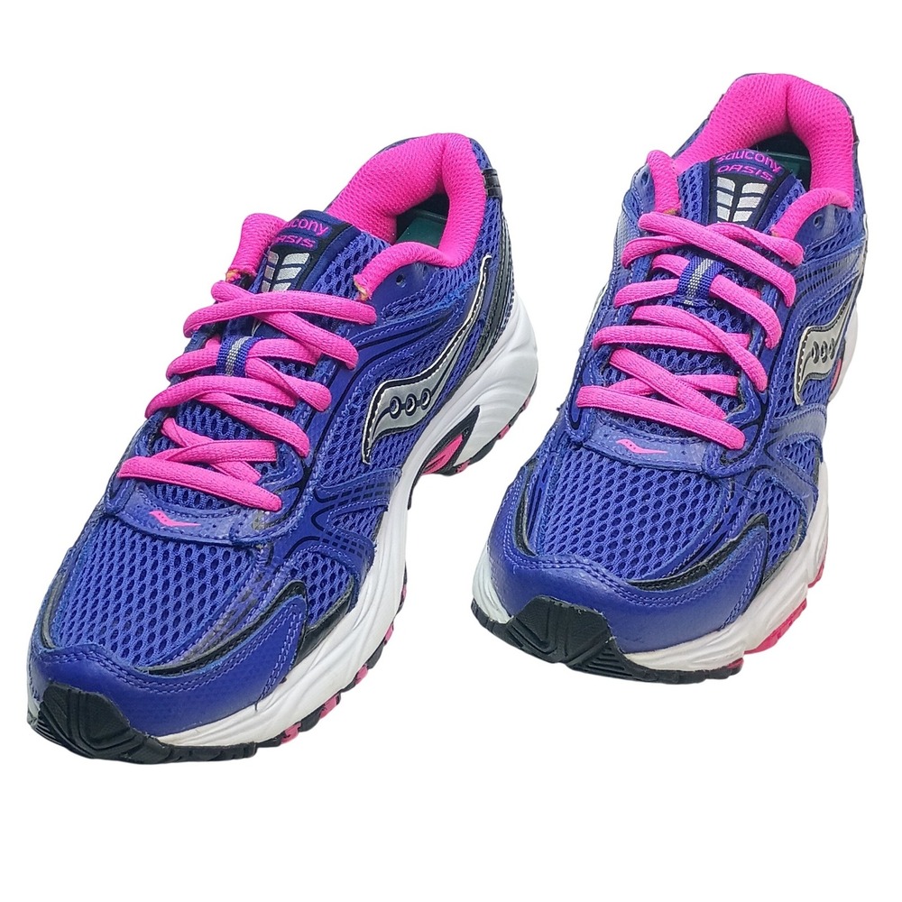 Saucony Oasis Womens Running Shoe Blue Pink Silver Mesh Sneakers 15096-13 Size 8